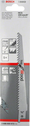 New Genuine Bosch 2608650673 S 644 D Top for Wood Reciprocating Saw Blade For