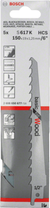 New Genuine Bosch 2608650677 S 617 K Basic for Wood Reciprocating Saw Blade For
