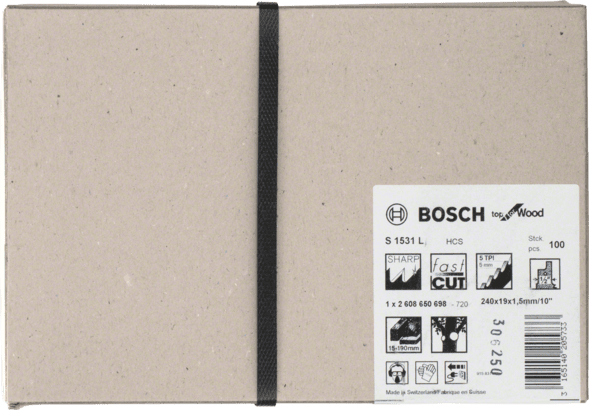 New Genuine Bosch 2608650698 S 1531 L Top for Wood Reciprocating Saw Blade
