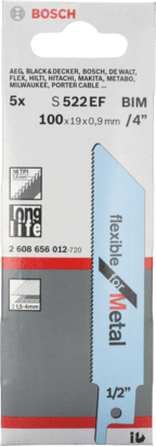 New Genuine Bosch 2608656012 S 522 EF Flexible for Metal Reciprocating Saw