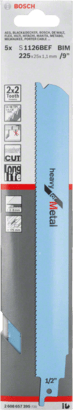 New Genuine Bosch 2608657395 S 1126 BEF Heavy for Metal Reciprocating Saw Blade