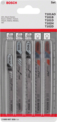 New Genuine Bosch 2608667858 Wood and Plastics Jigsaw Blade Pack, 5-Pieces For