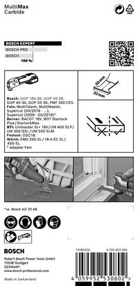 New Genuine Bosch 2608900029 EXPERT MultiMax PAIZ 32 APIT Plunge Saw Blade