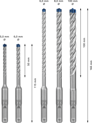 New Genuine Bosch 2608900197 EXPERT SDS plus-7X Hammer Bit Sets For rotary