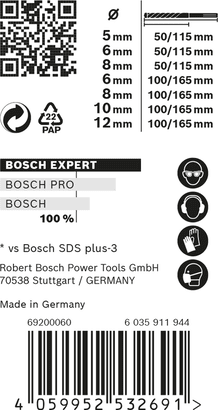 New Genuine Bosch 2608900197 EXPERT SDS plus-7X Hammer Bit Sets For rotary