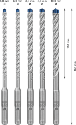 New Genuine Bosch 2608900198 EXPERT SDS plus-7X Hammer Bit Sets For rotary