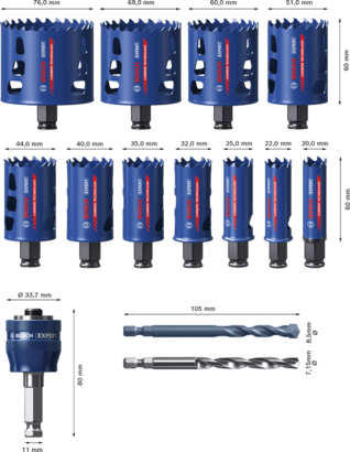 New Genuine Bosch 2608900448 EXPERT Tough Material Hole Saw Sets