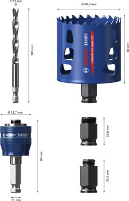 New Genuine Bosch 2608900449 EXPERT Multi Material PC Plus Starter Hole Saw Set