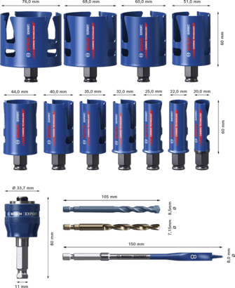 New Genuine Bosch 2608900489 EXPERT Construction Material Hole Saw Sets For