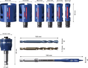 New Genuine Bosch 2608900490 EXPERT Construction Material Hole Saw Sets For