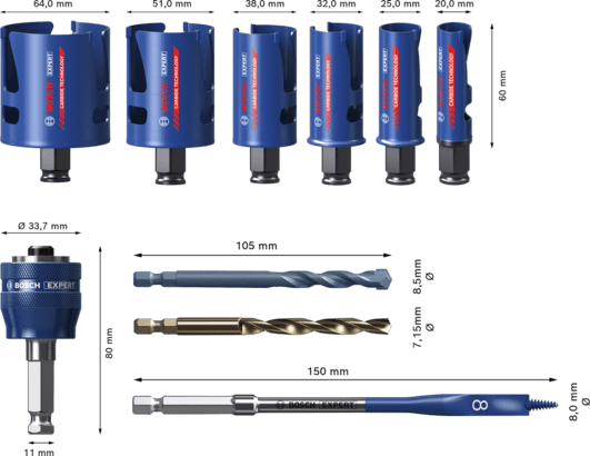 New Genuine Bosch 2608900490 EXPERT Construction Material Hole Saw Sets For