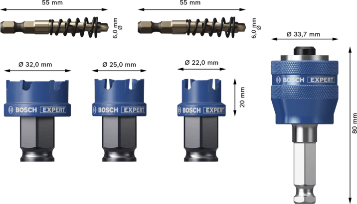 New Genuine Bosch 2608900502 EXPERT Sheet Metal PC Plus Universal Hole Saw Set