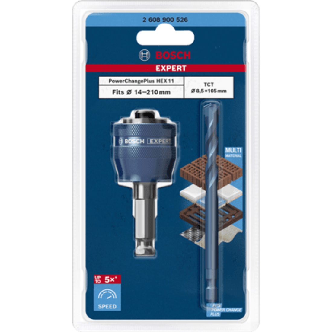 New Genuine Bosch 2608900526 EXPERT Power Change Plus Adapter with Drill bits