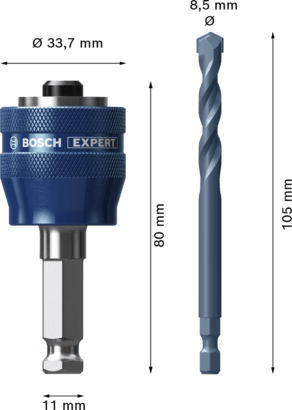 New Genuine Bosch 2608900526 EXPERT Power Change Plus Adapter with Drill bits