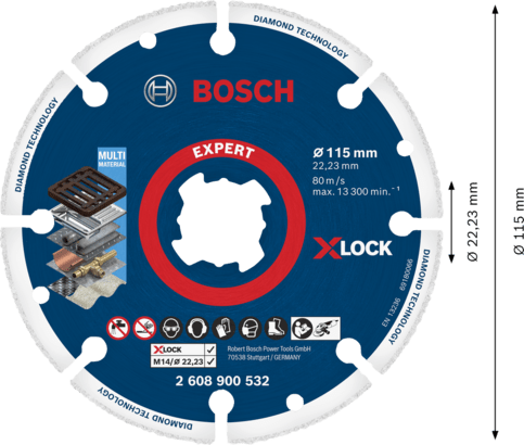 New Genuine Bosch 2608900532 EXPERT Diamond Metal Wheel X-LOCK Cutting Disc