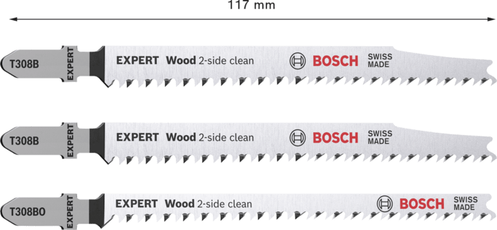 New Genuine Bosch 2608900559 EXPERT Wood 2-side clean Jigsaw Blade Set For