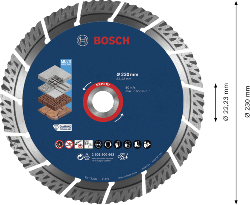 New Genuine Bosch 2608900663 EXPERT MultiMaterial Discs For large angle