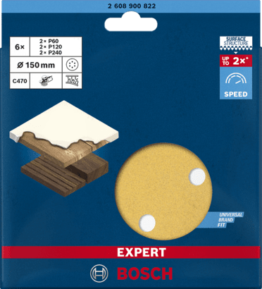 New Genuine Bosch 2608900822 EXPERT C470 Sandpaper Set For random orbital