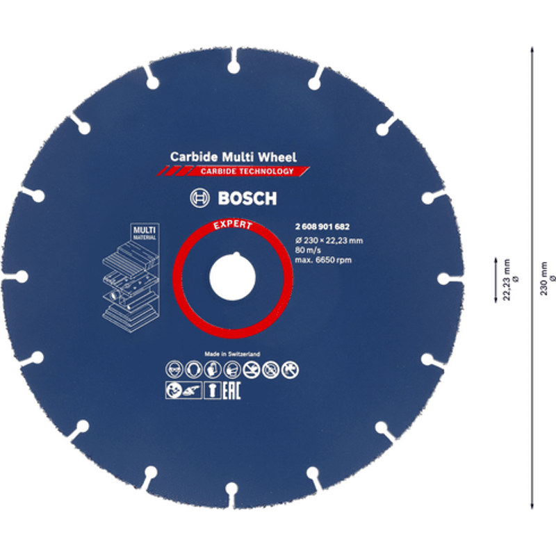 New Genuine Bosch 2608901682 EXPERT Carbide Multi Wheel Cutting Disc For large