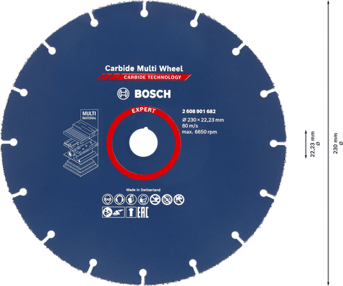 New Genuine Bosch 2608901682 EXPERT Carbide Multi Wheel Cutting Disc For large