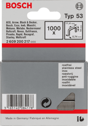New Genuine Bosch 2609200217 Fine Wire Staple, Type 53 For Cordless / Pneumatic