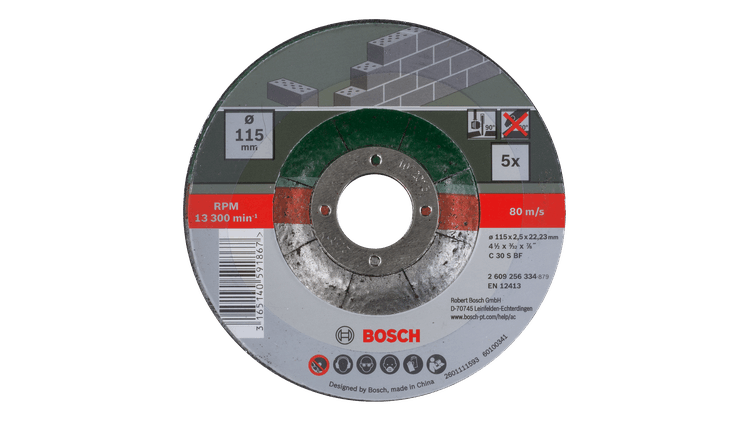 New Genuine Bosch 2609256334 Cutting Disc for Stone Depressed Centre Set 5