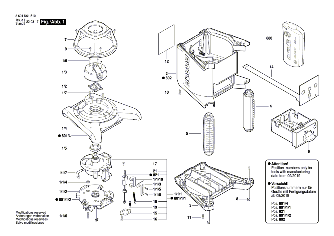 New Genuine Bosch 2610A13404 Keyboard