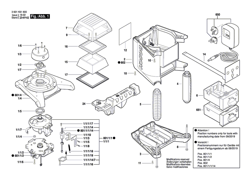 New Genuine Bosch 2610A13405 Keyboard