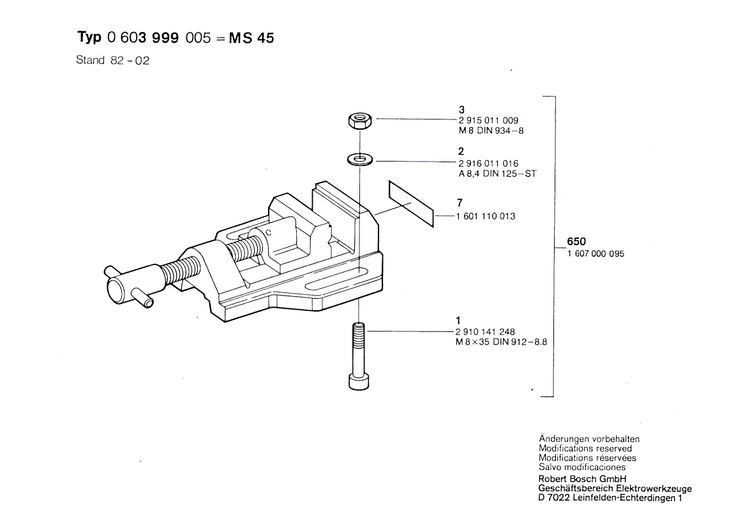 New Genuine Bosch 2910141248 Hex Socket Head Cap Screw
