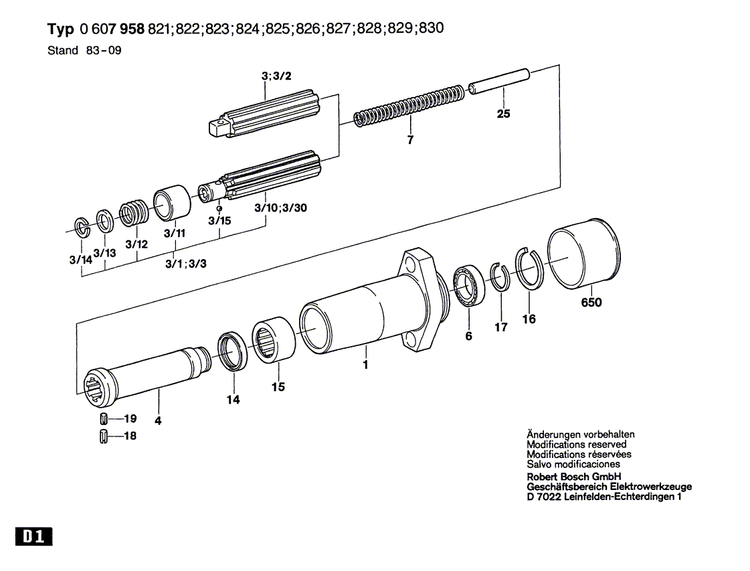 New Genuine Bosch 2917550078 Straight Pin
