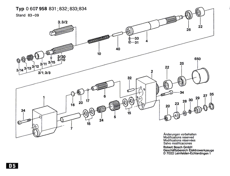New Genuine Bosch 2917680134 Half-Length Grooved Pin