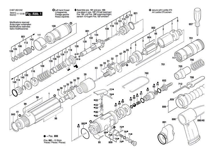New Genuine Bosch 2917690036 Half-Length Grooved Pin
