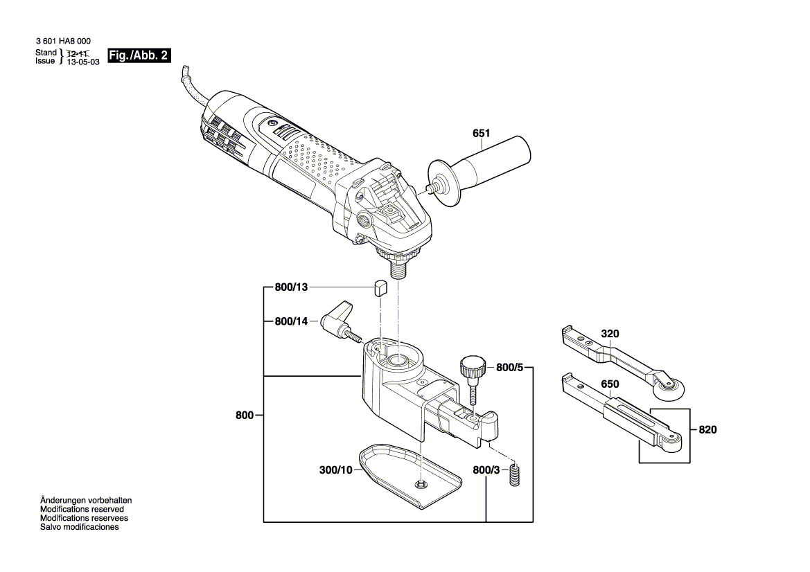 New Genuine Bosch 3602013008 sanding arm