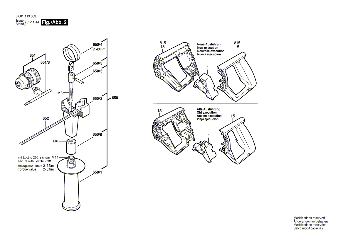 New Genuine Bosch 3602025021 Auxiliary Handle