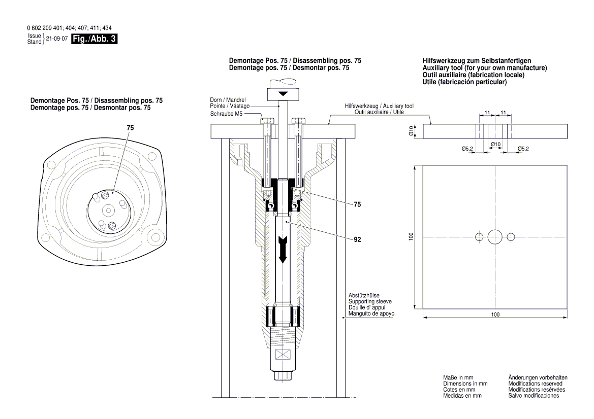 New Genuine Bosch 3603123017 Grinding Spindle