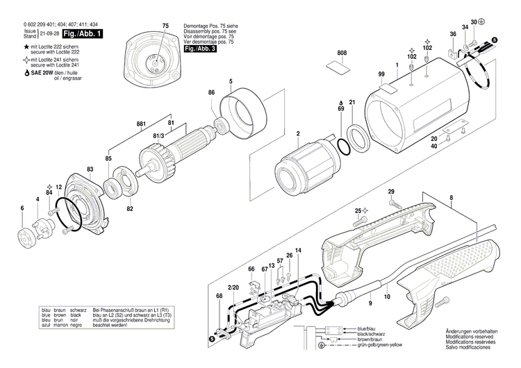 New Genuine Bosch 3603123017 Grinding Spindle