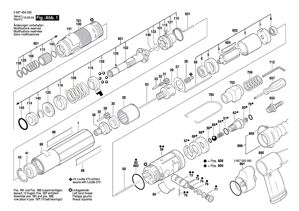 New Genuine Bosch 3603201001 Straight Pin
