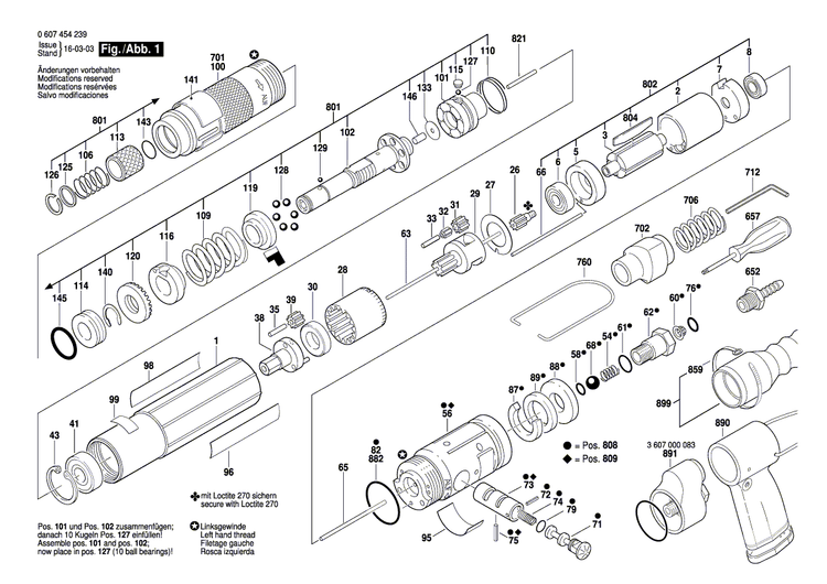 New Genuine Bosch 3603201001 Straight Pin