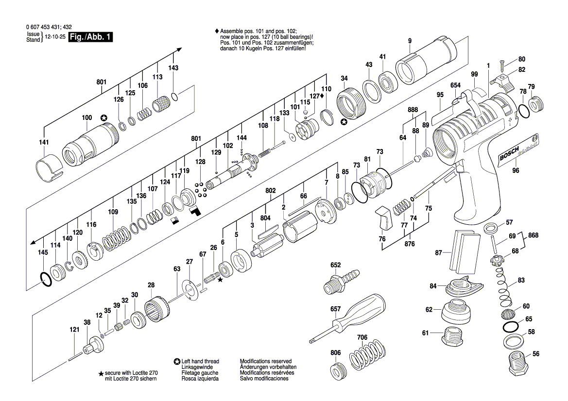 New Genuine Bosch 3603201002 Straight Pin