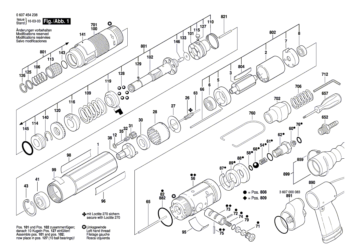 New Genuine Bosch 3603201070 Straight Pin