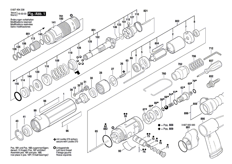 New Genuine Bosch 3603201070 Straight Pin