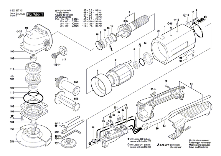 New Genuine Bosch 3603523003 Grinding Spindle