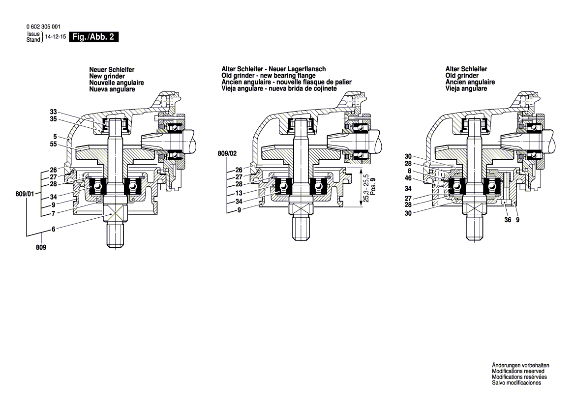 New Genuine Bosch 3603523032 Grinding Spindle