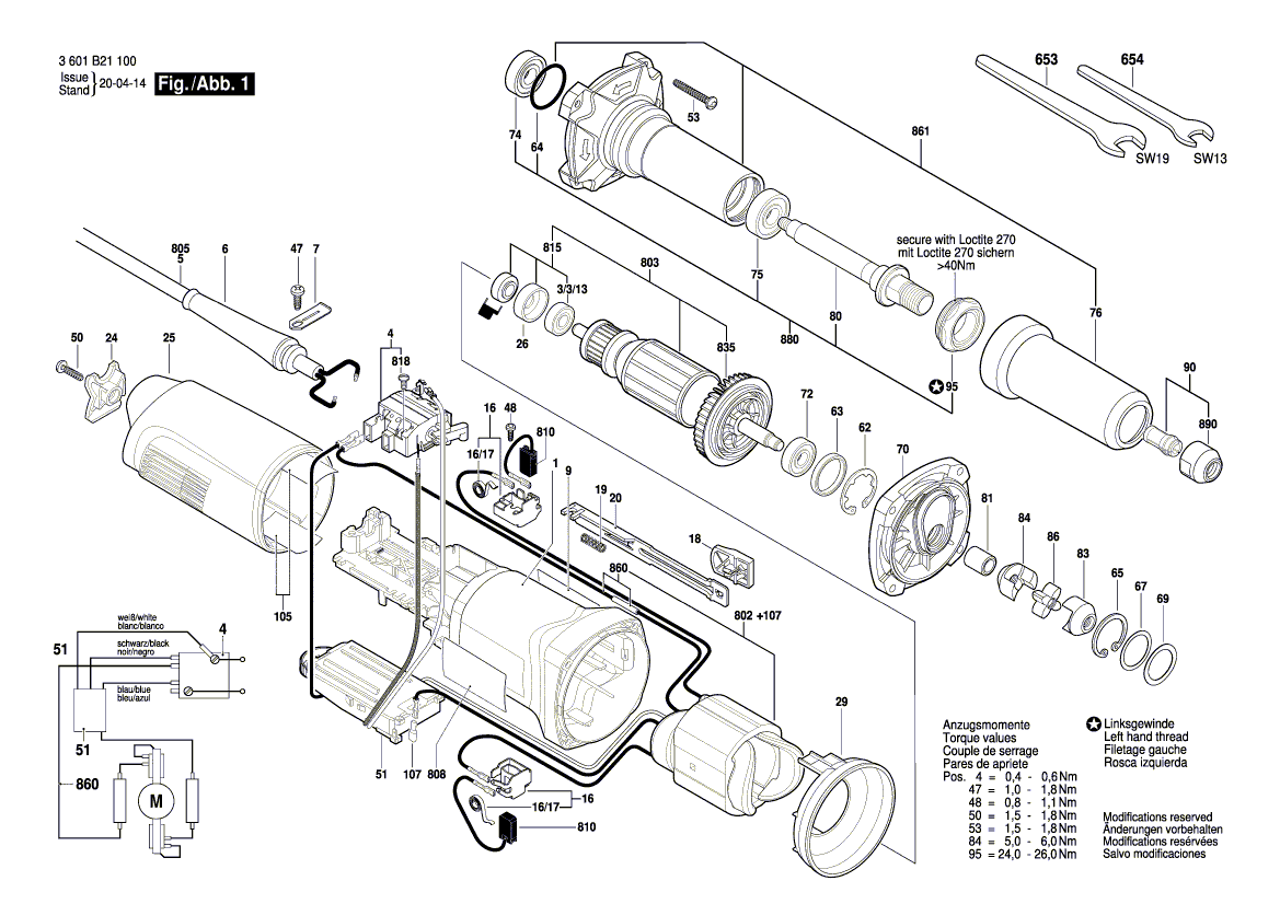 New Genuine Bosch 3603523070 Grinding Spindle