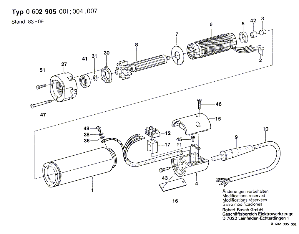 New Genuine Bosch 3605130031 Switch Housing
