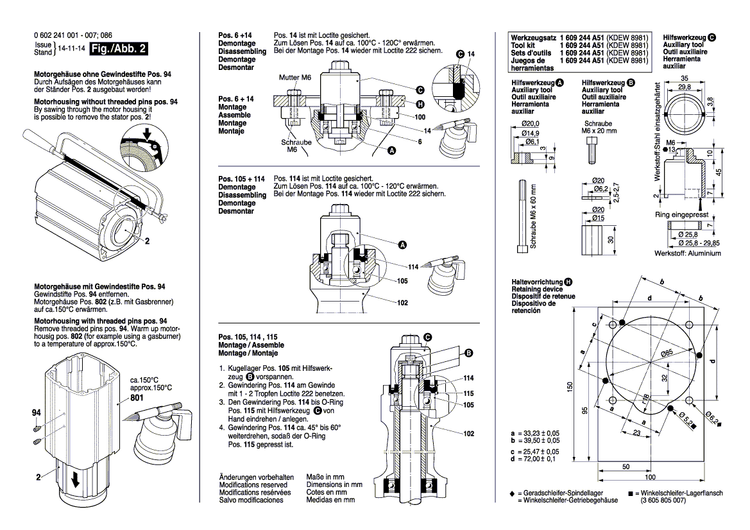 New Genuine Bosch 3605806075 Spindle Housing