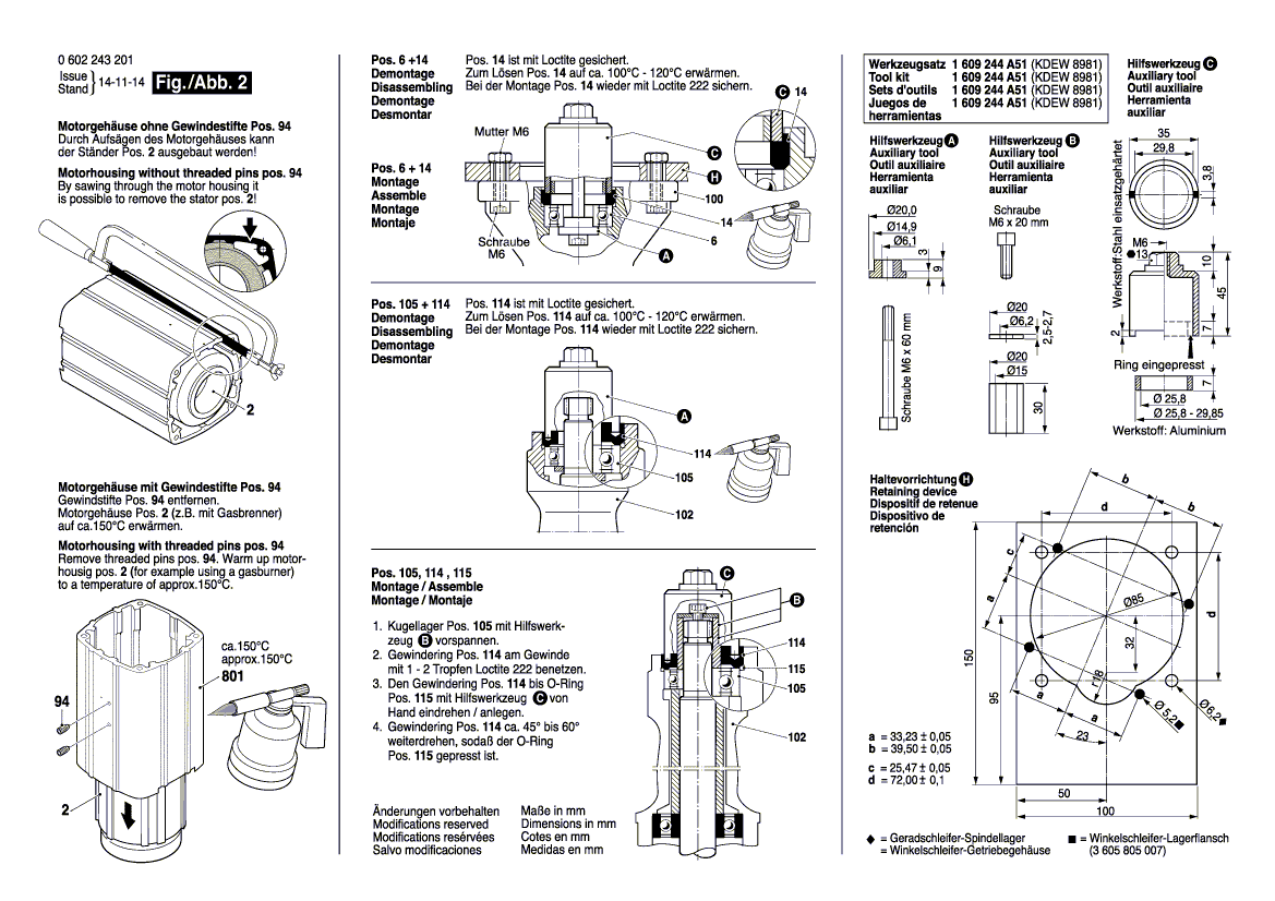 New Genuine Bosch 3605806077 Spindle Housing
