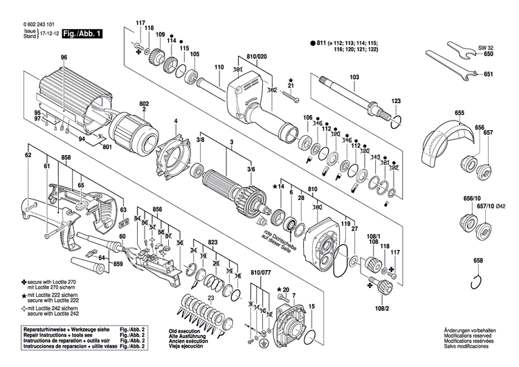 New Genuine Bosch 3606120005 Grinding Spindle