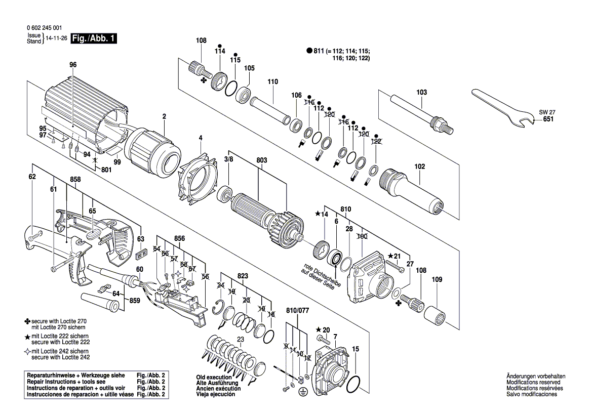 New Genuine Bosch 3606120007 Grinding Spindle