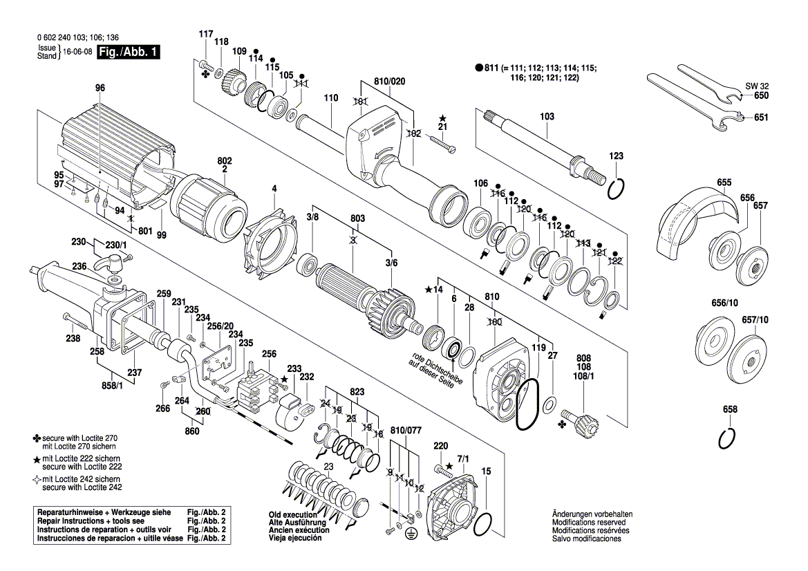 New Genuine Bosch 3606120009 Grinding Spindle